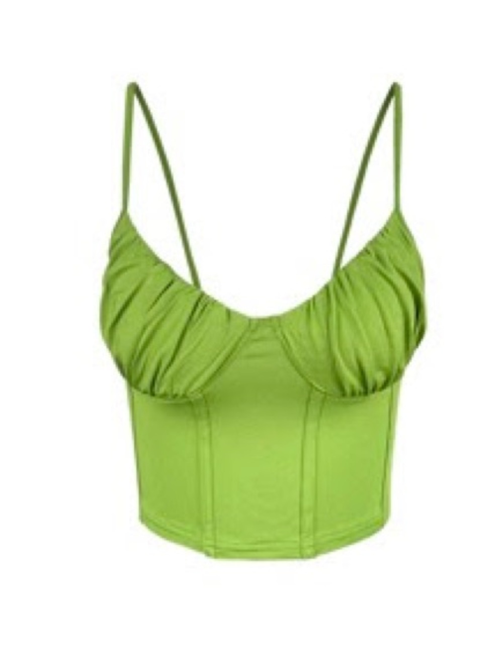 SHEIN Lime Green Ruched Bust Corset Crop Top